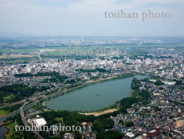 偕楽園と千波湖より水戸市街地方面(2013/7)