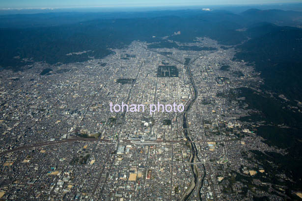 京都駅と京都市街地(撮影高度3,000m)(2014/10)