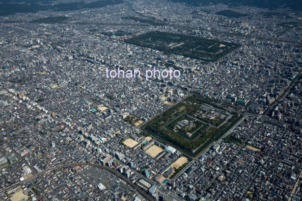 二条城と京都御所,京都府庁,京都市街地(2014/10)