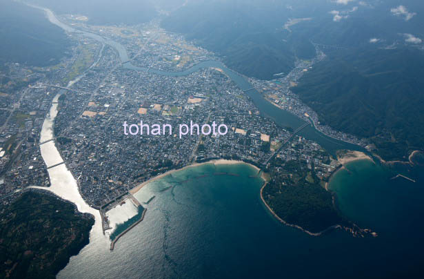 萩市街地全景(三角州)海より陸地方面(2014/9)