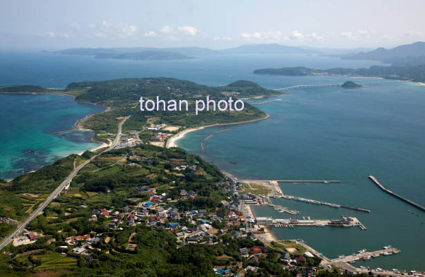 角島(角島漁港と276号道路)(2014/9)