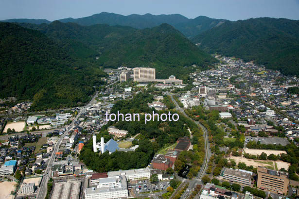 山口ザビエル 記念聖堂,亀山周辺より山口県庁と山並み(2014/9)