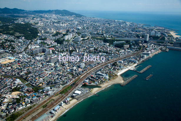 西舞子駅より舞子駅方面の海岸線(2015/10)