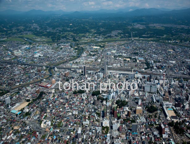 郡山駅と郡山市街地(2016/8)