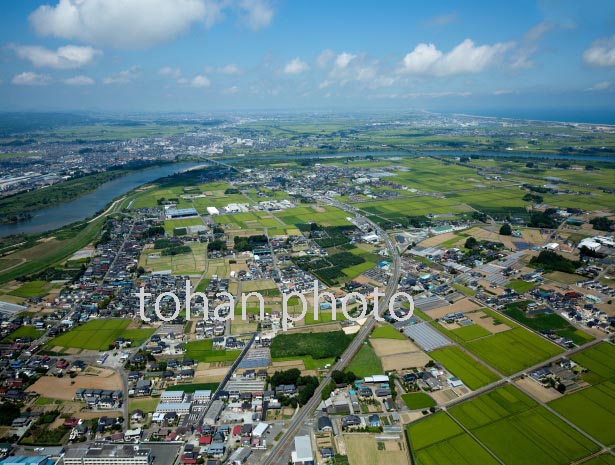 仙台平野（亘理町,阿武隈川より仙台方面）(2016/8)