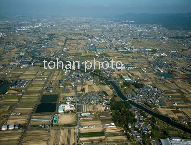 奈良平野(条里地割)田原本町周辺(中央は大和川)(2016/11)