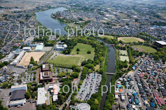 鶴生田川沿いのこいのぼりの群れと城沼,つつじが岡公園(2018/5)