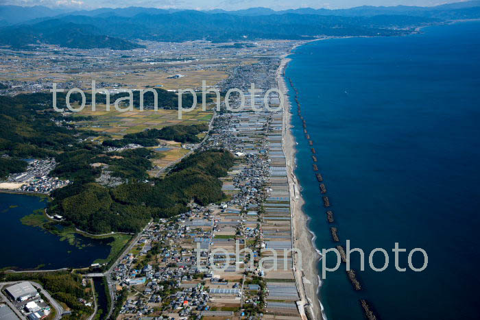 高知市より南国市の土佐湾海岸線のビニールハウス群(2018/10)