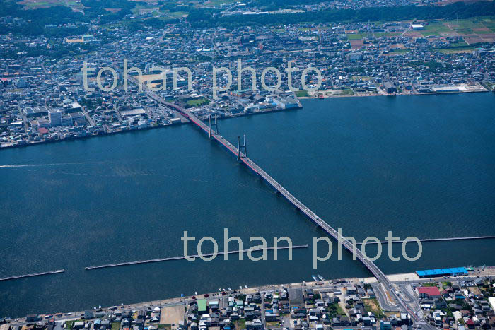 銚子大橋(波崎より銚子方面)と利根川(2019/8)