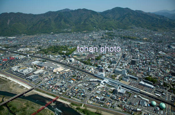 上田駅と上田市街地(上田城)周辺(2015/5)