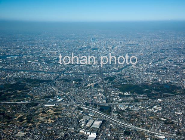 大高周辺より名古屋市街地方面(伊勢湾自動車道と名古屋高速３号大高線,名古屋南JCT周辺)(2016/6)