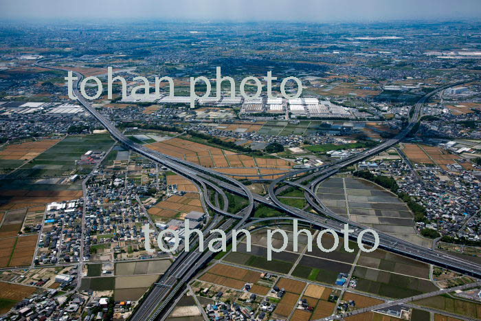 豊田JCT(伊勢湾岸自動車道,東名高速道路)とトヨタ自動車上郷工場(2018/6)