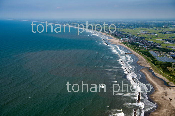 九十九里浜(堀川浜海水浴場より一宮方面)最北端より南方面(2019/8)