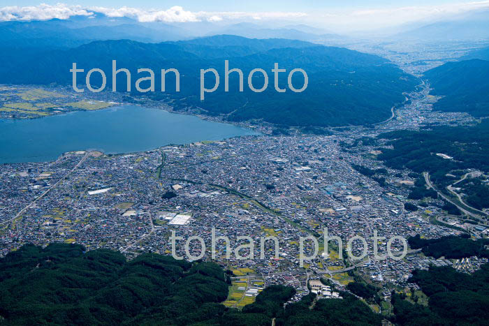 下諏訪,岡谷市街地より諏訪湖と伊那盆地(2019/9)