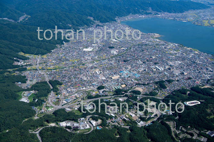 岡谷市街地市街地,下諏訪と諏訪湖(2019/9)