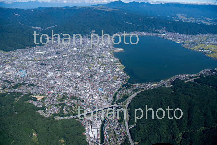 岡谷市街地市街地,下諏訪と諏訪湖(2019/9)