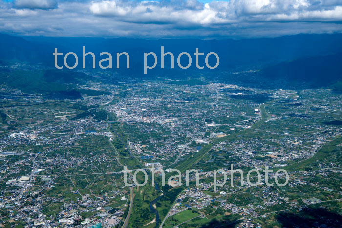 三川合流地区(笛吹川,重川,日川周辺より山梨市方面(2019/9)