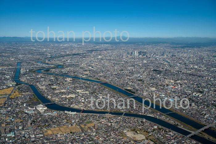 名古屋市中川区周辺より名古屋の街並み(濃尾平野)(2020/11)