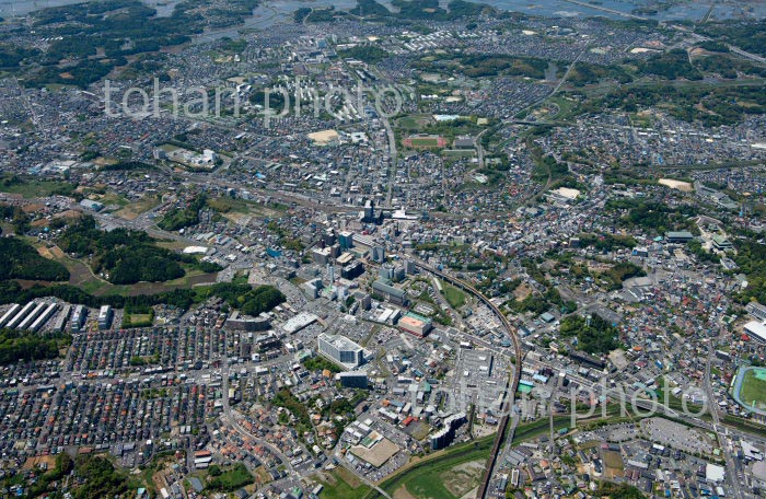 成田駅と成田市街地(2020/5)