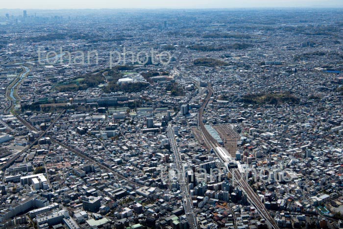 元住吉駅周辺より日吉方面(2020/3)