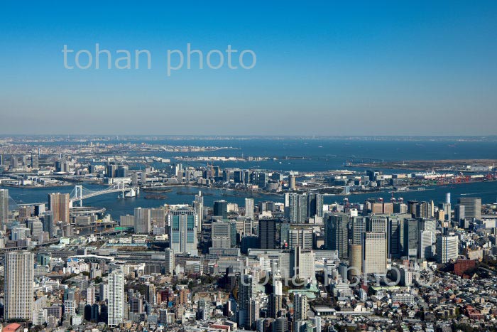 高輪ゲートウェイ駅,品川駅周辺より東京湾方面(2020/3)