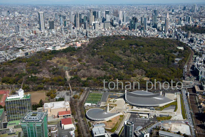 国立代々木競技場(第一,第二体育館)より代々木公園,新宿(2020/3)