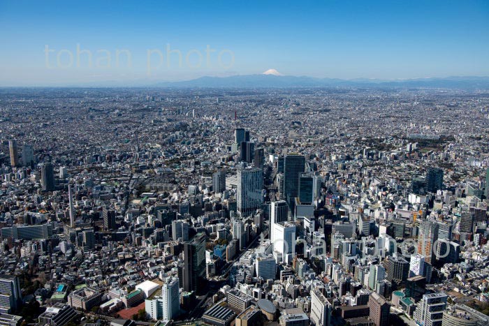 渋谷駅周辺より東京の街並みと富士山(2020/3)