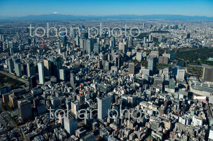 東銀座,銀座周辺より東京の街並みと富士山(2021/11)