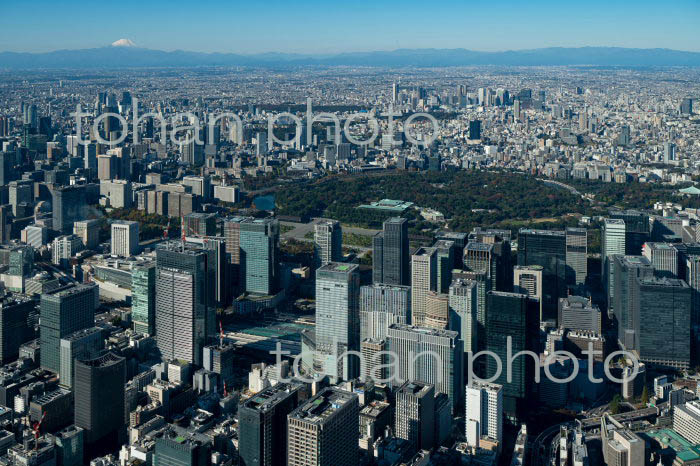 日本橋,八重洲周辺より東京駅と東京の街並みと富士山(2021/11)