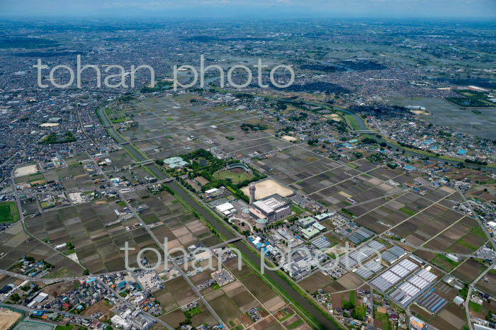 越谷市北地区の町並みと水田周辺(2022/05)