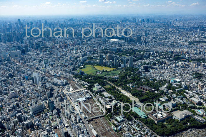 上野駅と上野恩賜公園周辺より東京の街並み(2022/10)