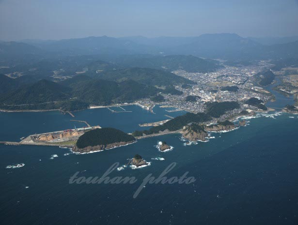 油津港と油津の街並み周辺(2012/10)