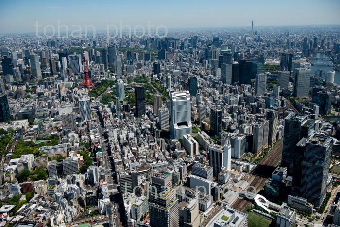 田町駅周辺より浜松町駅,芝公園方面(2020/5)