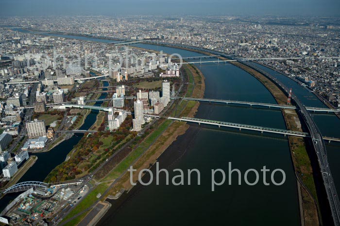 荒川と小松川住宅地周辺(2020/11)