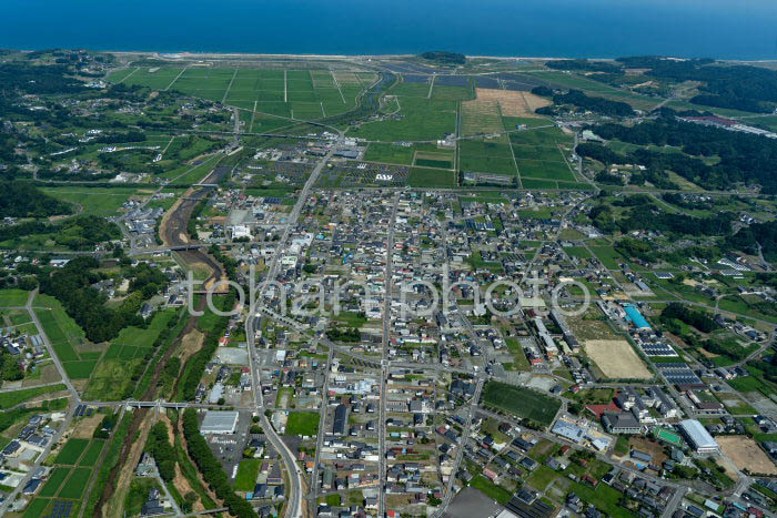 小高駅と南相馬市小高区の町並み(2023728)