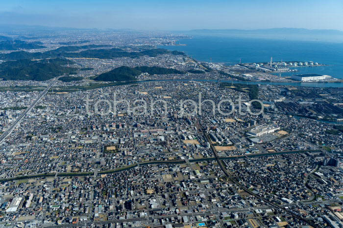 姫路市の町並み南地区より高砂,加古川方面(20231018)