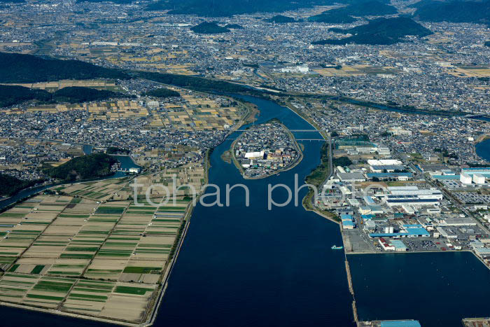 中川河口と中州島周辺(20231018)