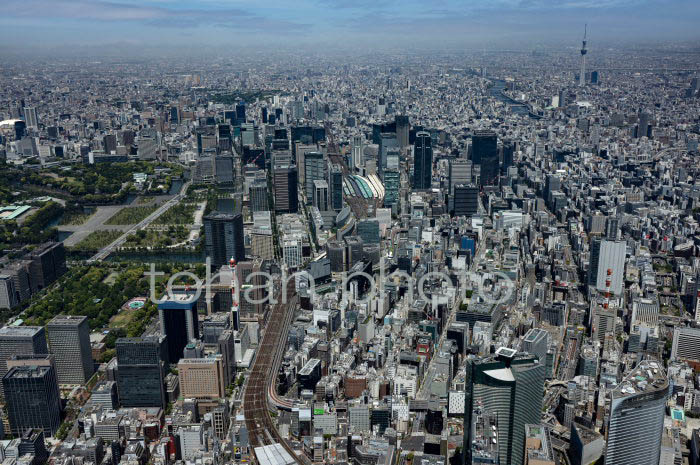 新橋,銀座,日比谷周辺より東京駅,丸の内,大手町方面のビル群(202354)