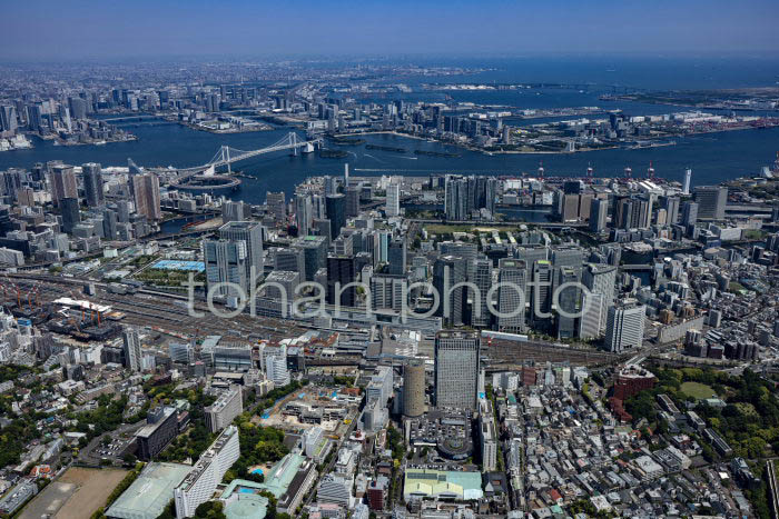 品川駅,高輪ゲートウェイ駅周辺より港南地区,東京港方面(202354)