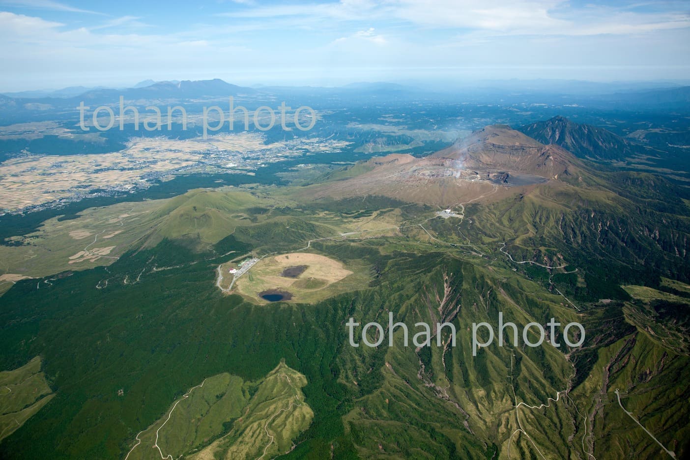 阿蘇草千里ヶ浜,阿蘇山,高岳,根子岳より久住連山-熊本