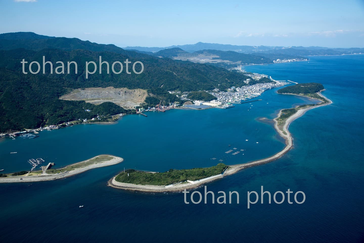 成ケ島(淡路橋立)と由良港(瀬戸内海国立公園)紀淡海峡,ラグーン地形-兵庫