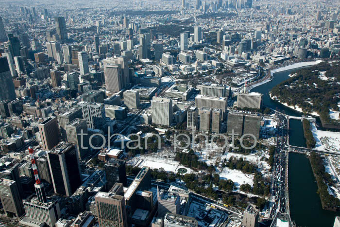 雪景色の日比谷公園と霞ヶ関周辺-20130115