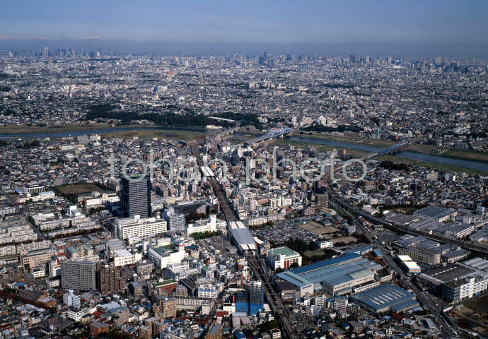武蔵小杉駅周辺より東京方面(2001年)