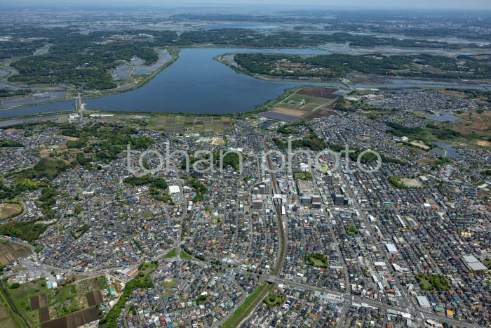 佐倉市臼井の街並みと印旛沼(202453)