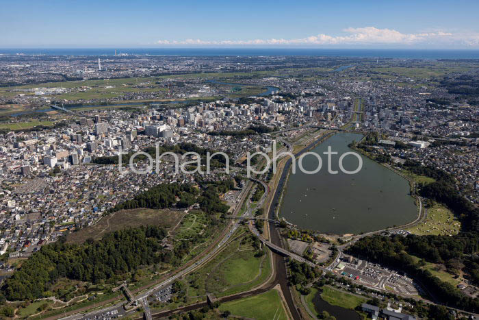 千波湖,偕楽園周辺より水戸駅と水戸の街並み(20241013)
