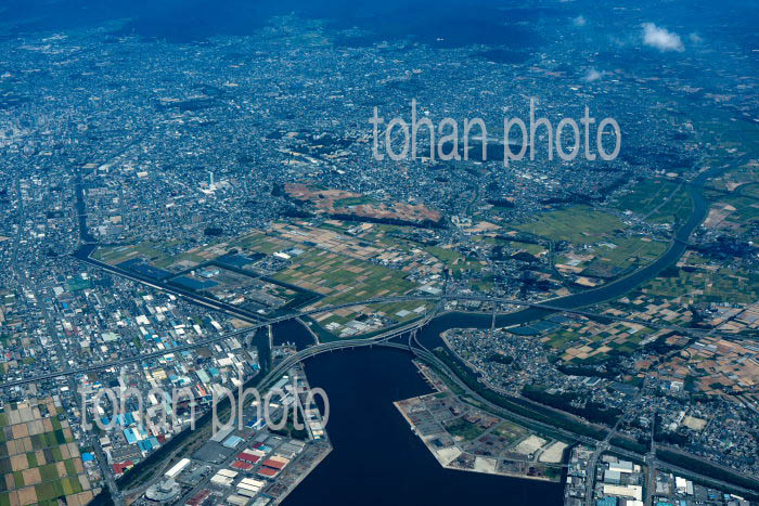 梅田川,柳生川合流地区より豊橋平野(豊橋市,豊川市の街並み)