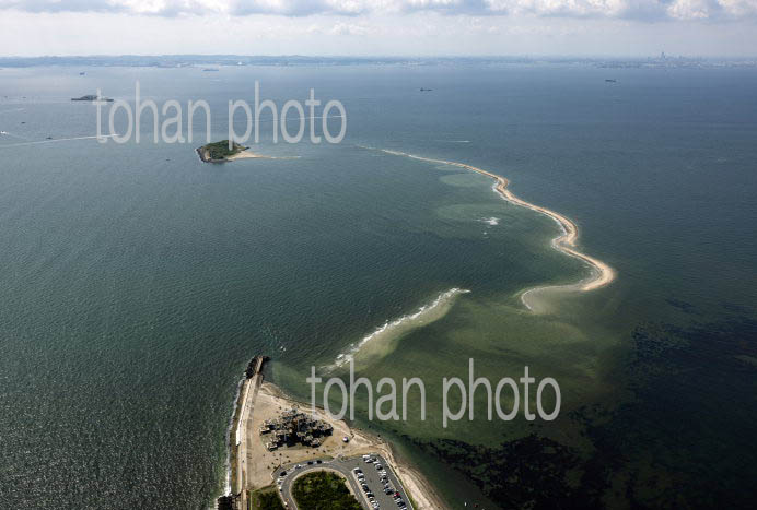 富津岬より富津州と東京湾(第一海堡と第二海堡)