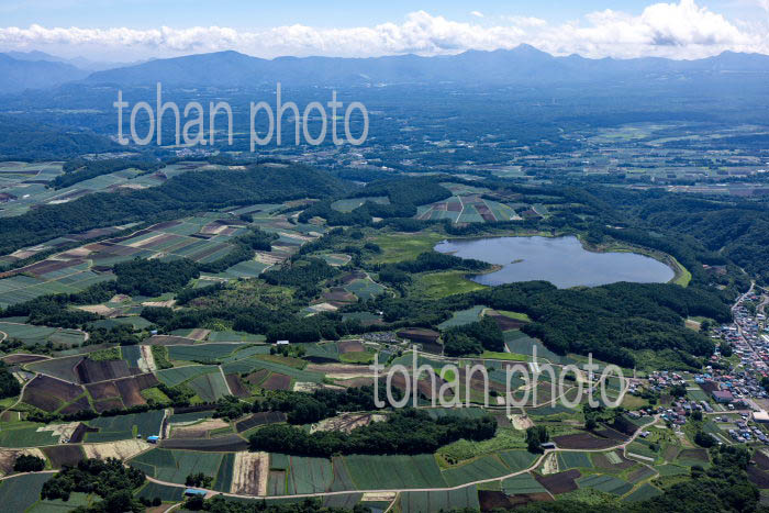 嬬恋村の高原野菜畑群(田代湖周辺より浅間山方面)
