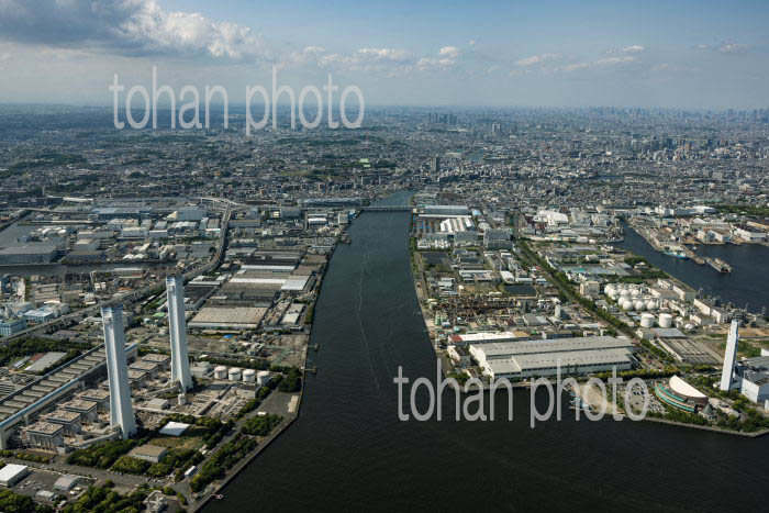 鶴見川河口周辺より上流方面