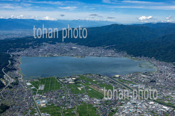 諏訪市より諏訪湖,岡谷市方面